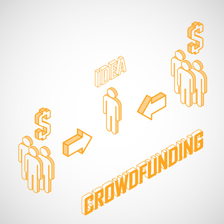 Infographic crowdfunding concept with isometric icons  Business conceptのイラスト素材