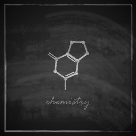 vintage illustration with molecular icon on blackboard backgroundのイラスト素材