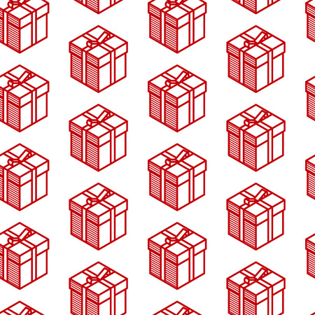 holiday seamless pattern with red gift boxesのイラスト素材