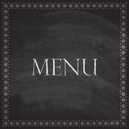 vintage illustration with restaurant menu design on blackboard background  のイラスト素材