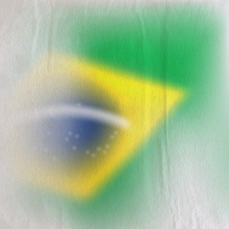 abstract background with old crumpled paper texture and faded blazilian flagのイラスト素材