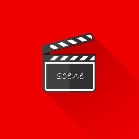 vintage illustration of a clap board in flat style with long shadow のイラスト素材