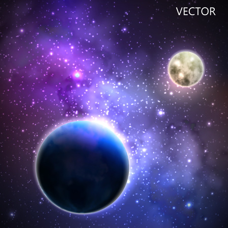 abstract vector background with night sky and stars. illustration of outer space and Milky Wayのイラスト素材