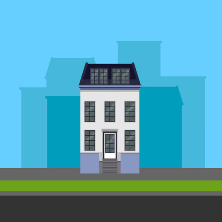 vector illustration of townhouse in flat polygonal styleのイラスト素材