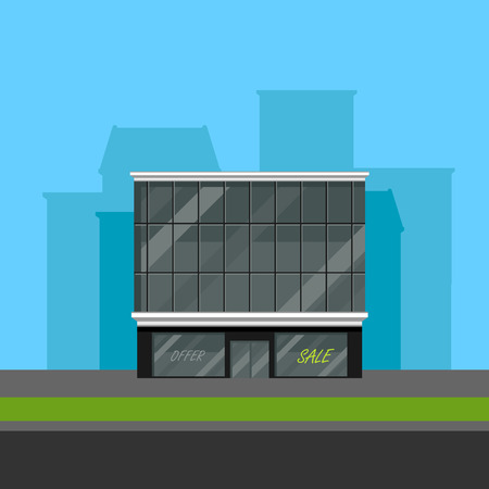 vector illustration of business center or shopping mall in flat polygonal styleのイラスト素材