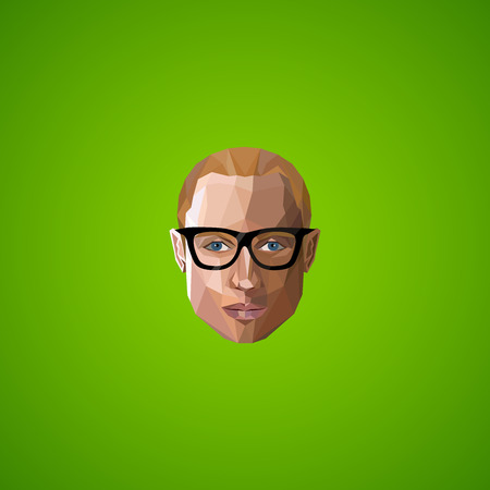 illustration with an caucasian guy face in polygonal styleのイラスト素材