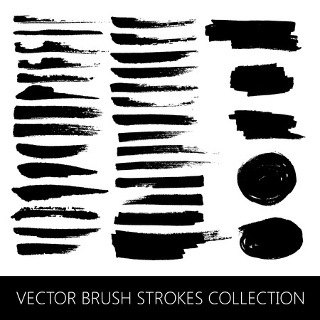 vector collection of brush strokes and marker stainsのイラスト素材