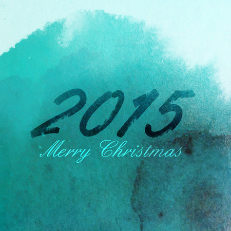 Merry Christmas 2015 creative poster design. holiday illustration with hand-drawn marker numbers on the watercolor backgroundのイラスト素材