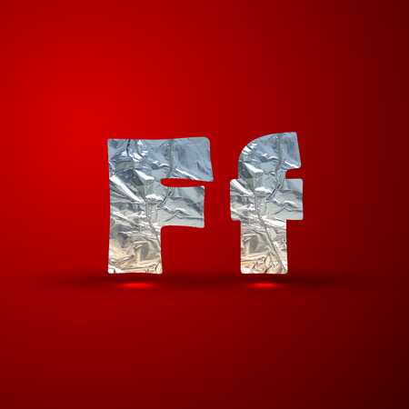 vector set of aluminum or silver foil letters. Letter Fのイラスト素材