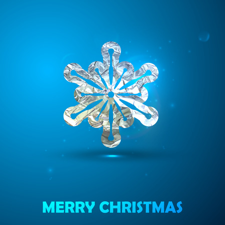 Holiday vector illustration of a silver snowflake with foil texture. Merry Christmas and Happy New Year. Postcard, flyer or greeting card designのイラスト素材
