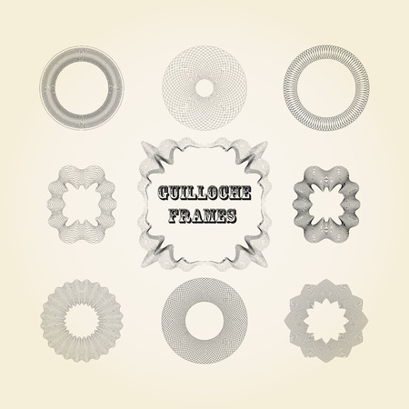 vector set of lace graceful guilloche frames for designのイラスト素材