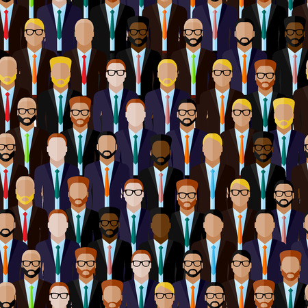 vector seamless pattern with men (businessmen or politicians) crowd. flat  illustration of business or politics community. summit or conference family imageのイラスト素材