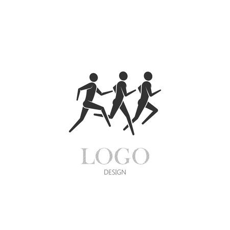 vector illustration of running or jogging men icons. fitness or marathon  designのイラスト素材