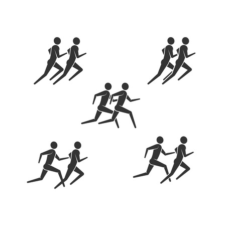 vector illustration of running or jogging men icons. fitness  designのイラスト素材