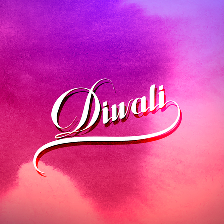 Diwali. Holiday Vector Illustration Of Religion Event Deepavali. Lettering Composition On The Watercolor Stain. Poster Templateのイラスト素材