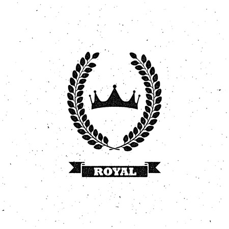 vector illustration with laurel wreath and crown. letterpress vintage label design. coat of arms conceptのイラスト素材