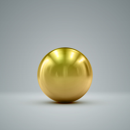 3D metallic sphere with reflections. Vector realistic illustration with golden coreのイラスト素材