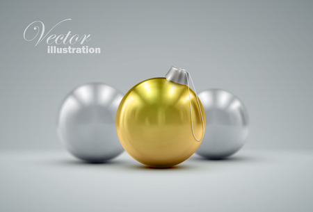 Christmas balls. Holiday vector illustration of traditional festive Xmas baubles. Merry Christmas and Happy New Year greeting card design element.のイラスト素材