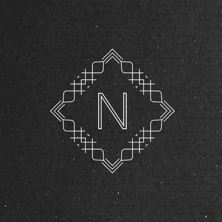 vector floral monogram. art-deco frame. line art element for designのイラスト素材