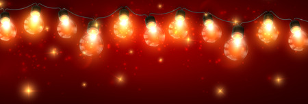 Glowing Lights. Vector Holiday Illustration of Luminous Electric  Garlandのイラスト素材