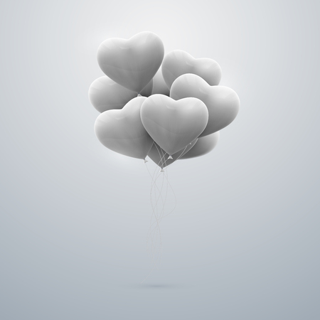 vector holiday illustration of flying bunch of balloon hearts. Happy Valentines Dayのイラスト素材