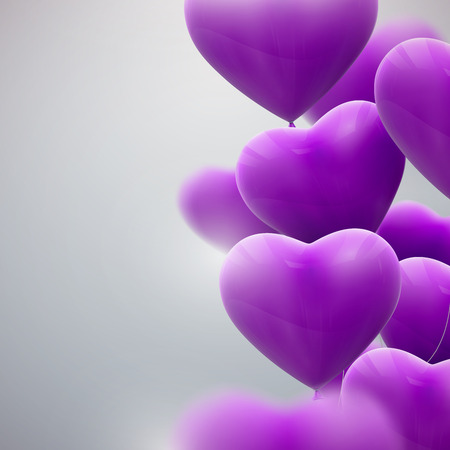 vector holiday illustration of flying bunch of purple balloon hearts. Happy Valentines Dayのイラスト素材
