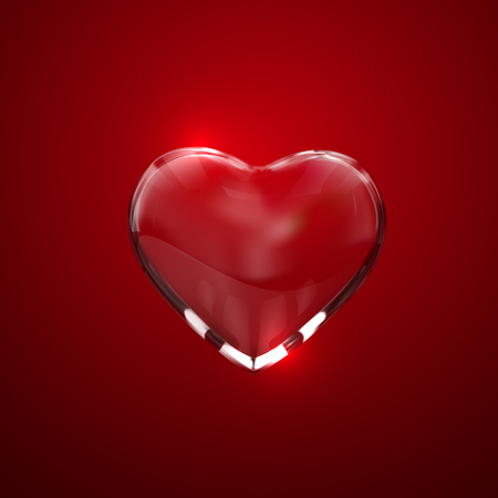 Glass transparent heart. Vector holiday illustration. Valentines Day symbolのイラスト素材