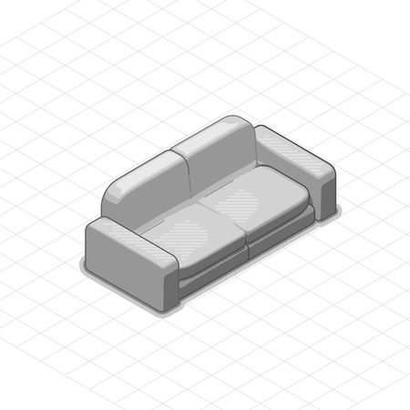 Sofa or couch vector illustration. 3d isometric vector sofa or couch. Isometric vector furniture. Furniture illustration of sofa or couchのイラスト素材