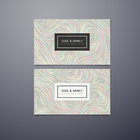 Greeting, invitation, business cards design template with swirled stripes. Vector illustration of swirled and curled stripes background. Marble or acrylic texture imitation. Cool and Swirly backgroundのイラスト素材