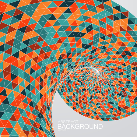 3d abstract polygonal twisted background with triangulation. Vector geometric illustration. Applicable for cover, placard, brochure, flyer, banner designのイラスト素材