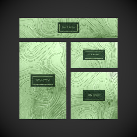 Stationery design. Vector illustration. Business stationery design with curl lines and watercolor texture. Marble texture imitation. Branding stationery design. Print media with curled vortex patternのイラスト素材