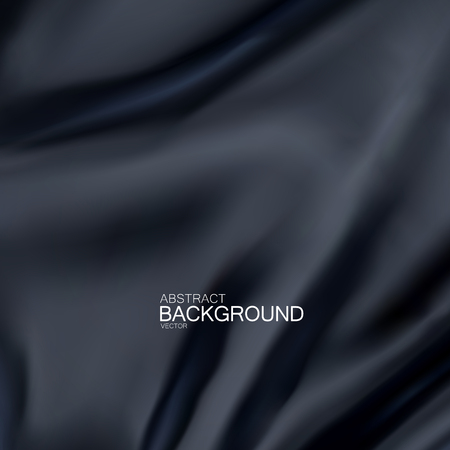 Black silk fabric. Vector illustration with black satin or silk fabric. Vector silk textileのイラスト素材