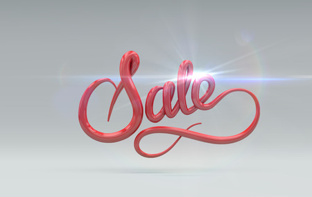 Sale Sign. Vector 3D lettering. Vector illustration of 3D Sale Label with lens flare light effect. Advertising banner or poster design template. Marketing Sale event conceptのイラスト素材