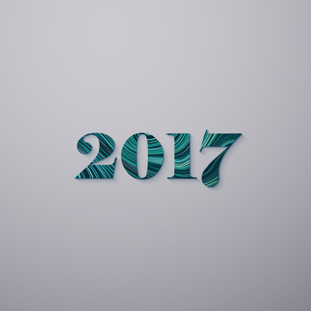 Happy New 2017 Year. Holiday Illustration Of 2017 Label With Striped Patternのイラスト素材