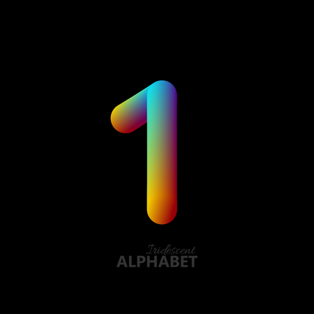 3d iridescent gradient number 1.のイラスト素材