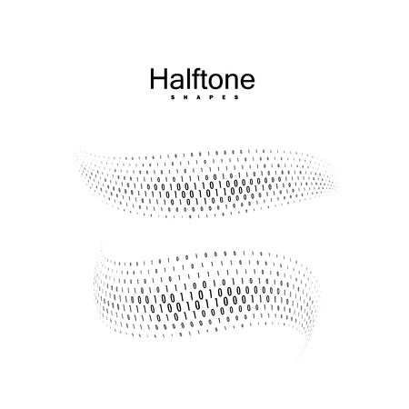 Halftone streaming binary code 3d shapes.のイラスト素材