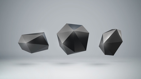 3d black polygonal shapes.のイラスト素材