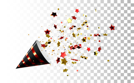 Festive black and red party popper vectorのイラスト素材