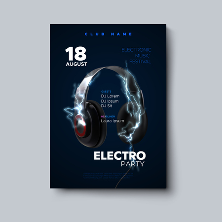 Electro party invitation poster.のイラスト素材