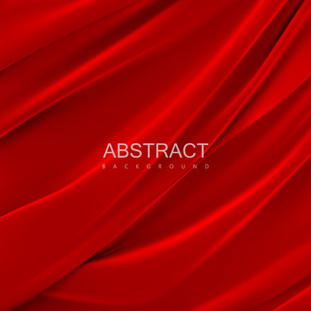 Red silky fabric. Abstract background. Vector illustration. Realistic textile with folds and drapes. Decoration element for designのイラスト素材