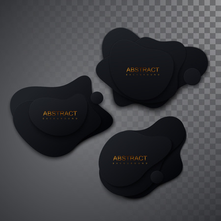 Black liquid shapes banners. Vector illustration. Graphic design elements. Modern minimal label templates. Abstract banners or signs. Dynamic futuristic shapes for brandingのイラスト素材