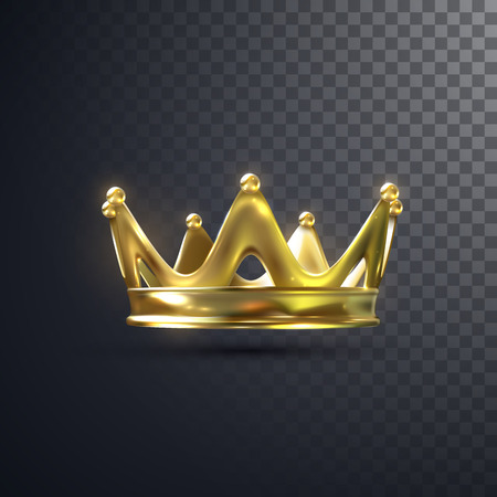 Golden crown isolated on transparent background. Realistic vector illustration. Monarchy sign. Royal symbolのイラスト素材