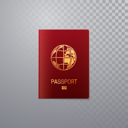 International passport template. Vector illustration of pass or ID isolated on transparent background. Citizenship conceptのイラスト素材