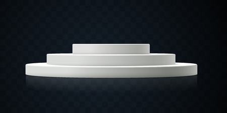 White podium isolated on dark transparent background. Vector illustration of awards ceremony stage or pedestalのイラスト素材