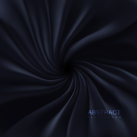 Black silky fabric. Abstract background. Vector 3d illustration. Realistic swirled textile with folds and drapes. Decoration element for designのイラスト素材