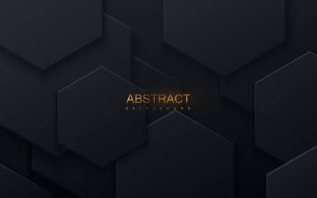 Abstract hexagonal background. Futuristic technology concept. 3d vector illustration. Hex geometry pattern. Carbon cells. Polygonal dark surface. Polished mosaicのイラスト素材
