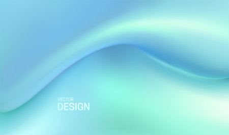 Soft turquoise backdrop. Abstract liquid background. Vector 3d illustration. Fluid dynamic texture. Minimalist cover template. Decoration element for poster or landing pageのイラスト素材