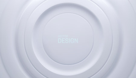 White circular background. Soft geometric backdrop. Neumorphism style vector illustration. Abstract concentric geometry. Minimalist decoration.のイラスト素材
