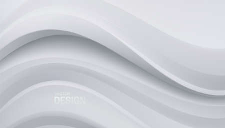 White wavy backdrop. Abstract minimalist background. Soft curvy shape. Vector 3d illustration. Decoration for banner or cover design.のイラスト素材