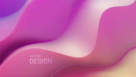 Pastel pink wavy backdrop. Abstract minimalist background. Soft curvy shape. Vector 3d illustration. Decoration for banner or cover design.のイラスト素材